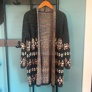 Wool blend open long cardigan, sz med
